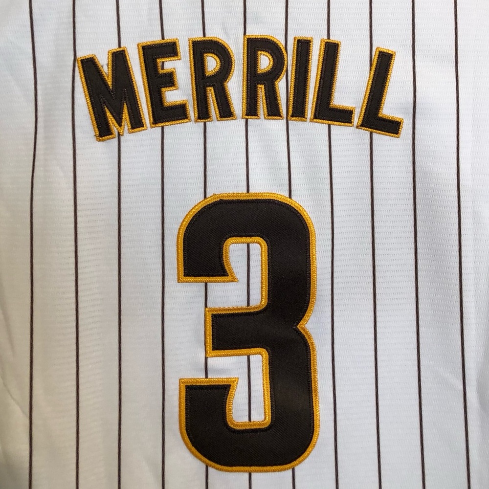 Jackson Merrill #3 San Diego Padres Men's Embroidered Nike MLB Baseball Jersey S - Picture 10 of 13